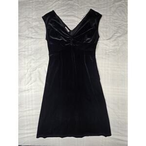 Vintage 90s Y2K Crushed Velvet Baby Doll Dress Twist Knot Front Whimsigoth 10